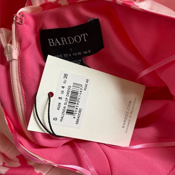 NWT Bardot Malinda Slip Dress Pink Abstract print tie back Revolve 4 - Picture 8 of 10